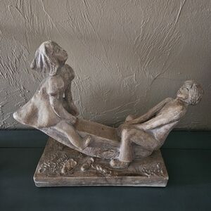 Neutral Brown Resin Children Seesaw Sculpture - Home Accent